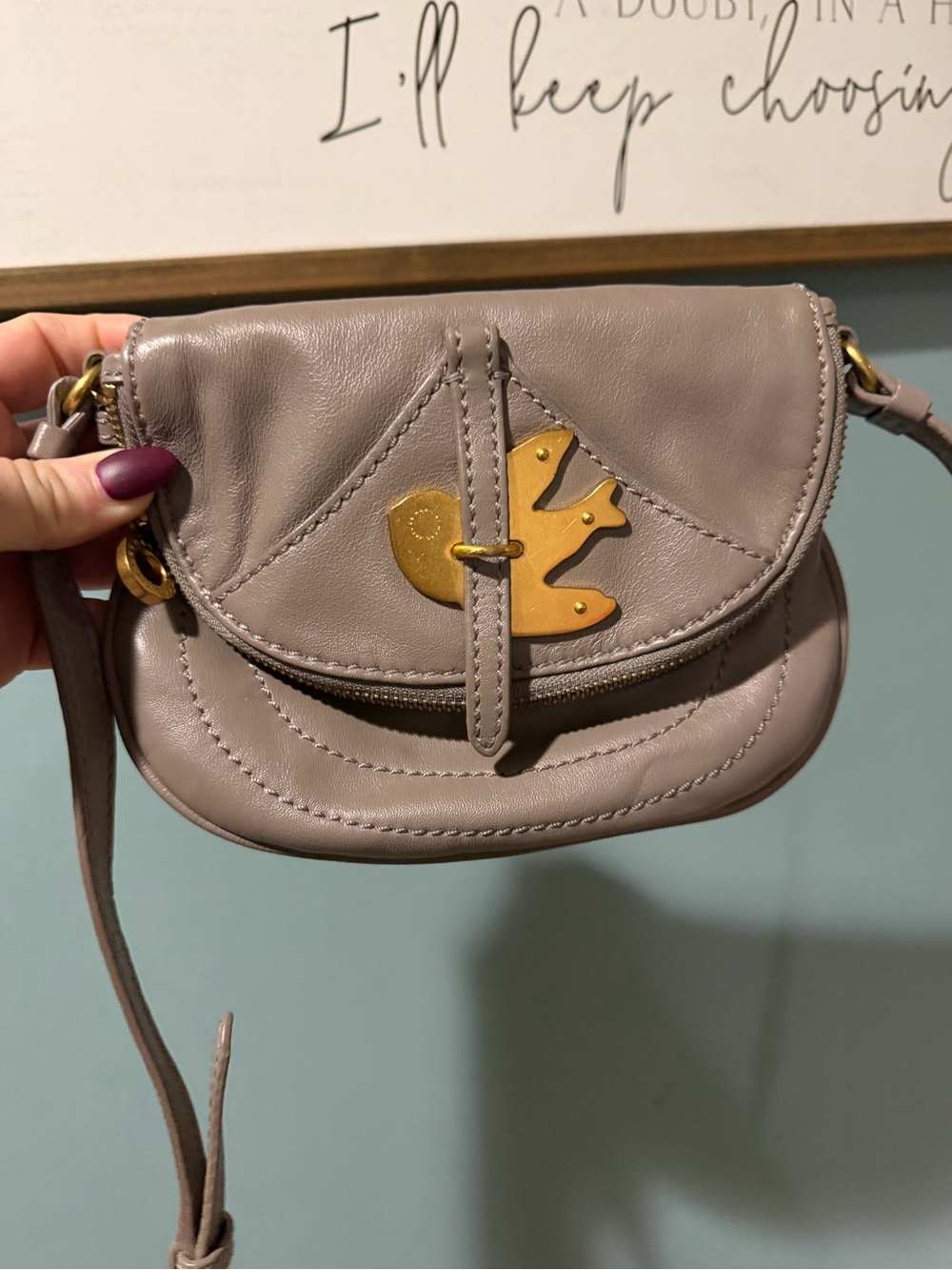 Marc by Marc Jacobs Taupe Leather Crossbody petal to the metal flap pouchette